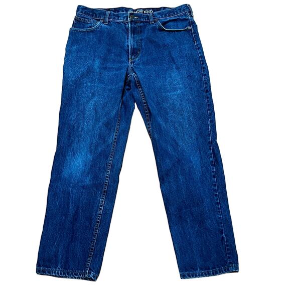 Lands' End Dad Blue Jeans Men's Traditional 5 Pocket W37 L29 100% Cotton - Picture 1 of 4